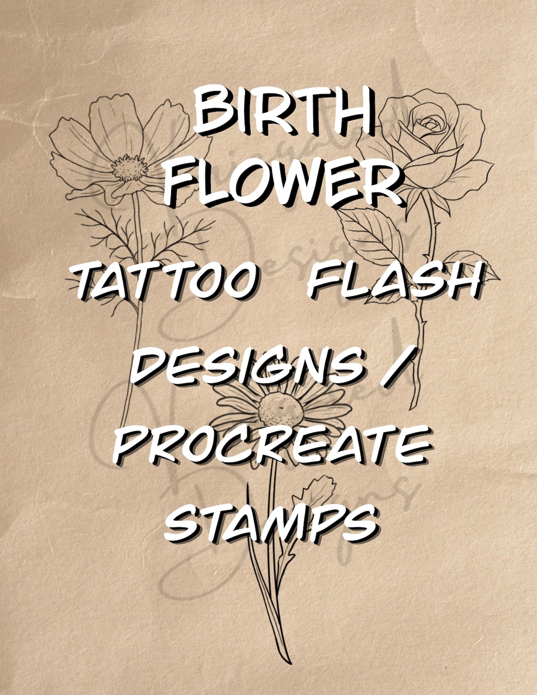 35 Birth Flower Procreate Stamps, Tattoo Designs, Birth Flower Bouquet ...