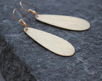 Dangle oblong  Brass Earrings, gold tone earrings, gift for her