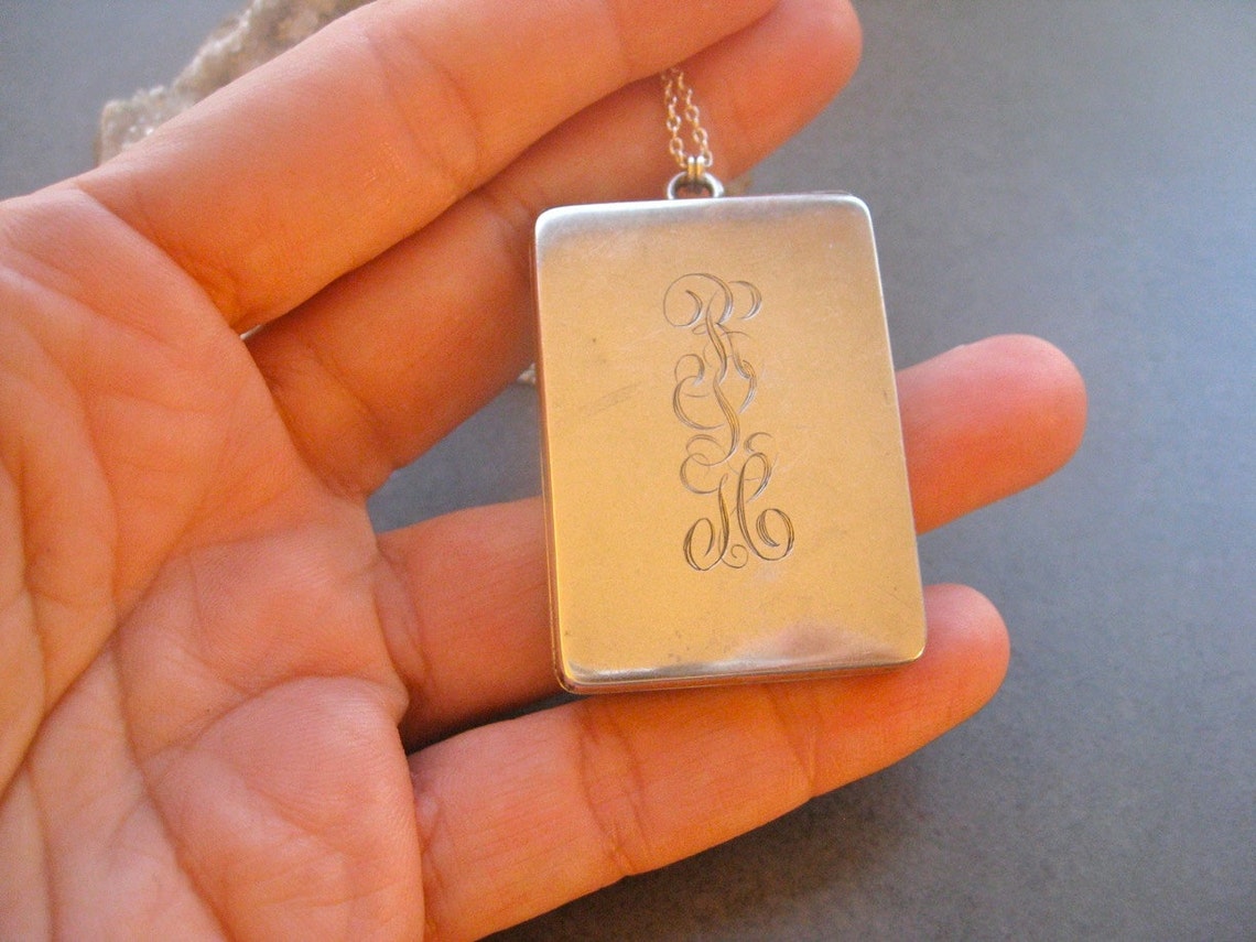 Antique Large Locket Sterling Silver Locket Vintage Locket Etsy