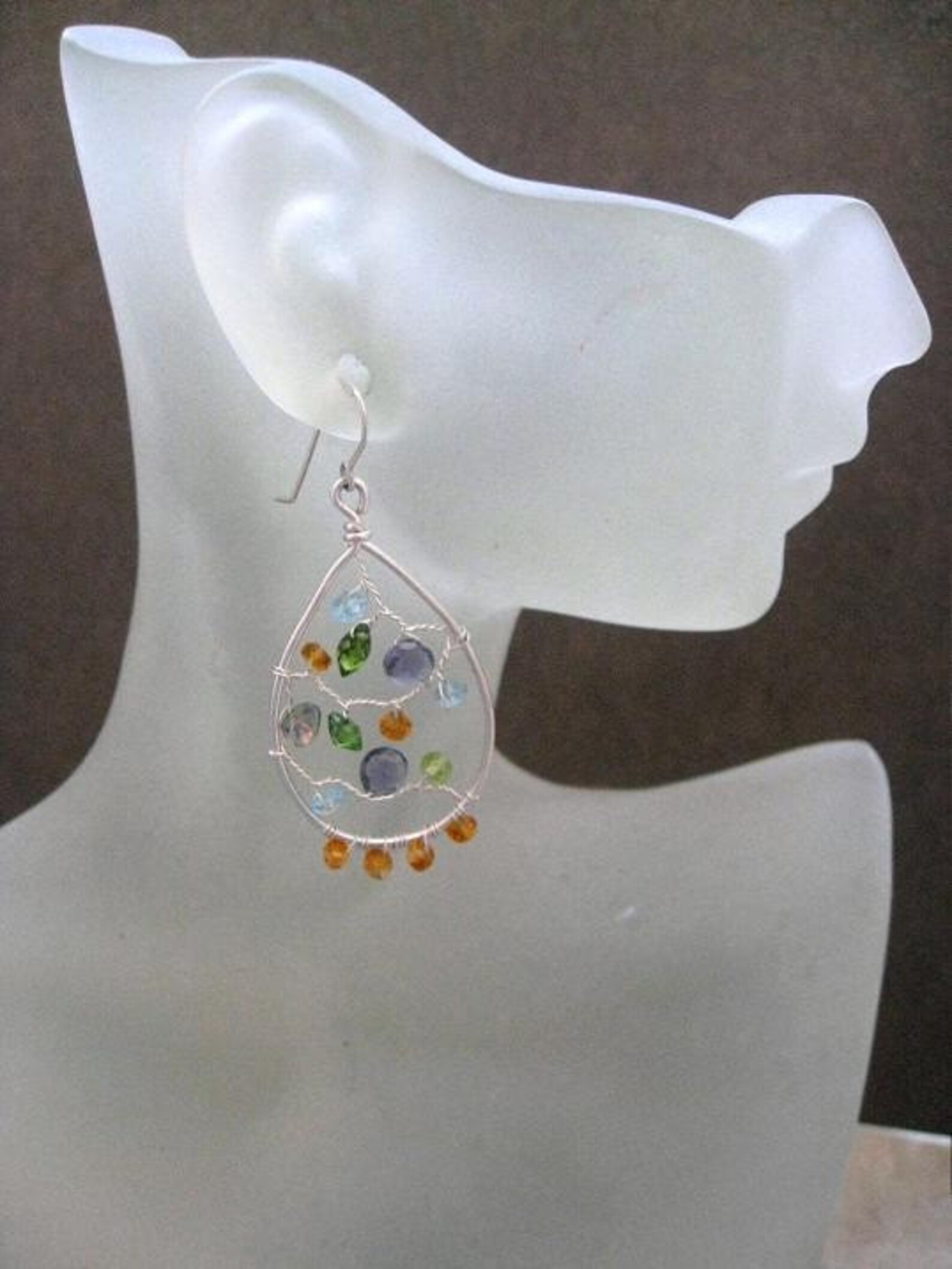 Multi Gemstones Sterling Earrings Etsy
