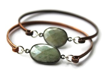 Stacking  Bangle bracelets, Green Quartz Bangle, Mixed metal bangle,Layering stacking bangles,  Bangle bracelet