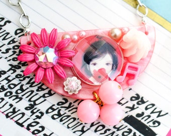 sugar puff fairy necklace. kawaii pink deco sweets pendant by elfmadchen.