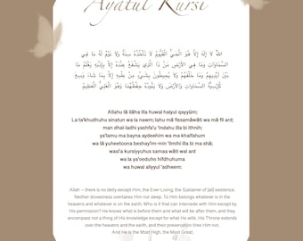 Ayatul Kursi Art Print: Tan Frame, Butterflies (Digital Download)