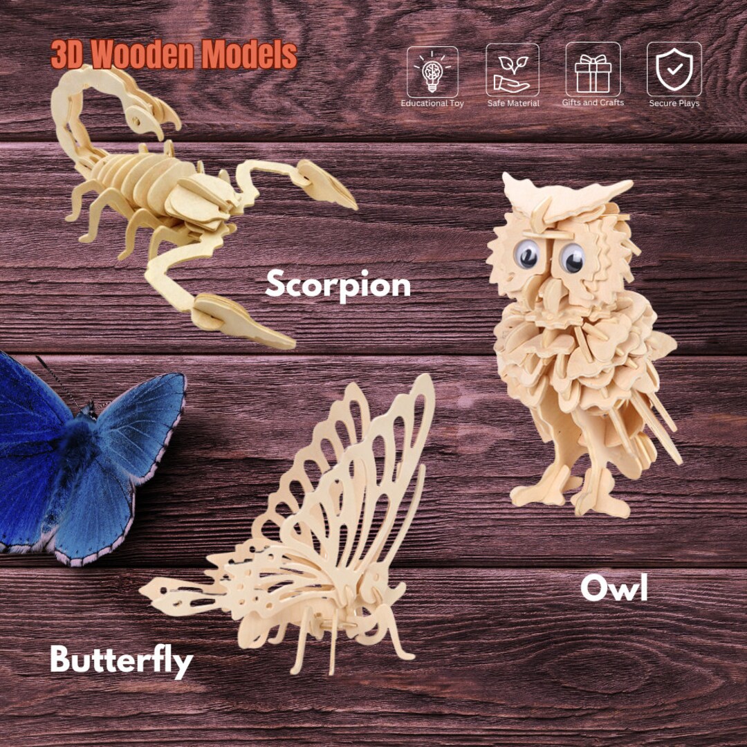 Handcrafted 3D Wooden Insect Puzzle - Educational DIY Kit, Boosts ...
