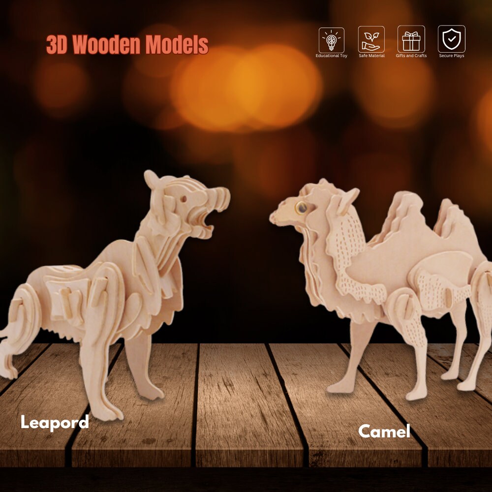3D Animal Puzzle, DIY Puzzle Crafts  Wooden Puzzle,  Color it Puzzles, Creative puzzles, wooden animal puzzle