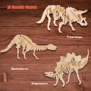 Dinosaur Wooden Jigsaw Puzzle, DIY Kits, After-School Activity, Build and Paint Your Own Dinosaurs Toys