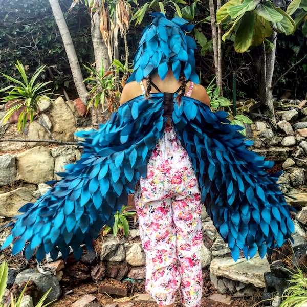 Pretend Play Blue Bird Wings, Halloween Bird Costume, Blue Jay Dress Up Wings, Bird Wings Birthday Gift, Unique Imagination Play Wings