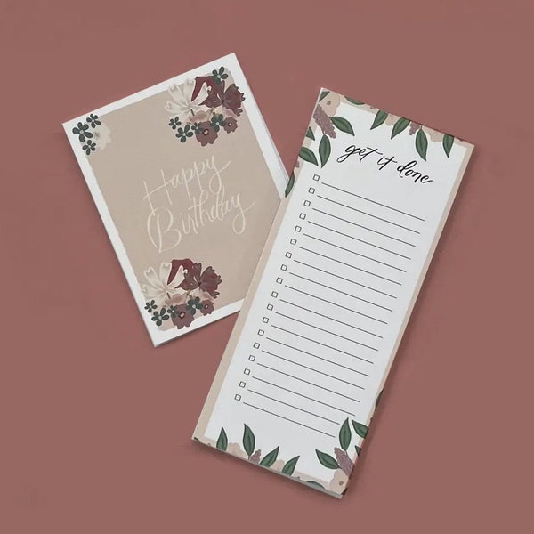 Floral Daily List Pad,Grocery Writing Pad,List Pad for Tasks, Agenda Memo Pad
