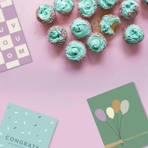Paquete de tarjetas para ocasiones especiales, tarjetas de fiesta, notas de felicitación, papelería con globos de fiesta, notas para escribir cartas, juego de papelería.