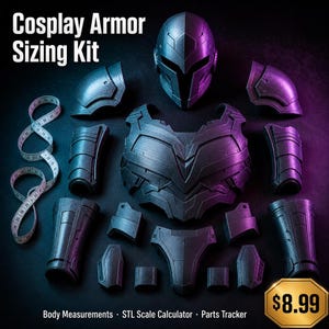 Cosplay Armor Sizing Worksheet & Calculator | STL Scale Guide | 3D Print Parts Tracker Bundle