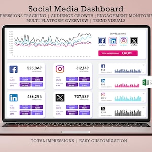 Excel-dashboard voor social media-analyse: tracker voor meerdere platforms (directe download)