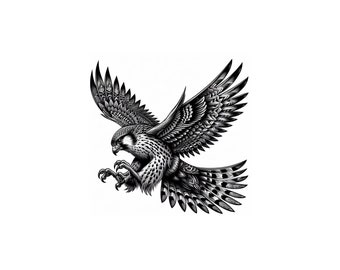 Art design tattoo poster falcon hawk eagle. Sketch, print, image, picture, logo | PNG vector