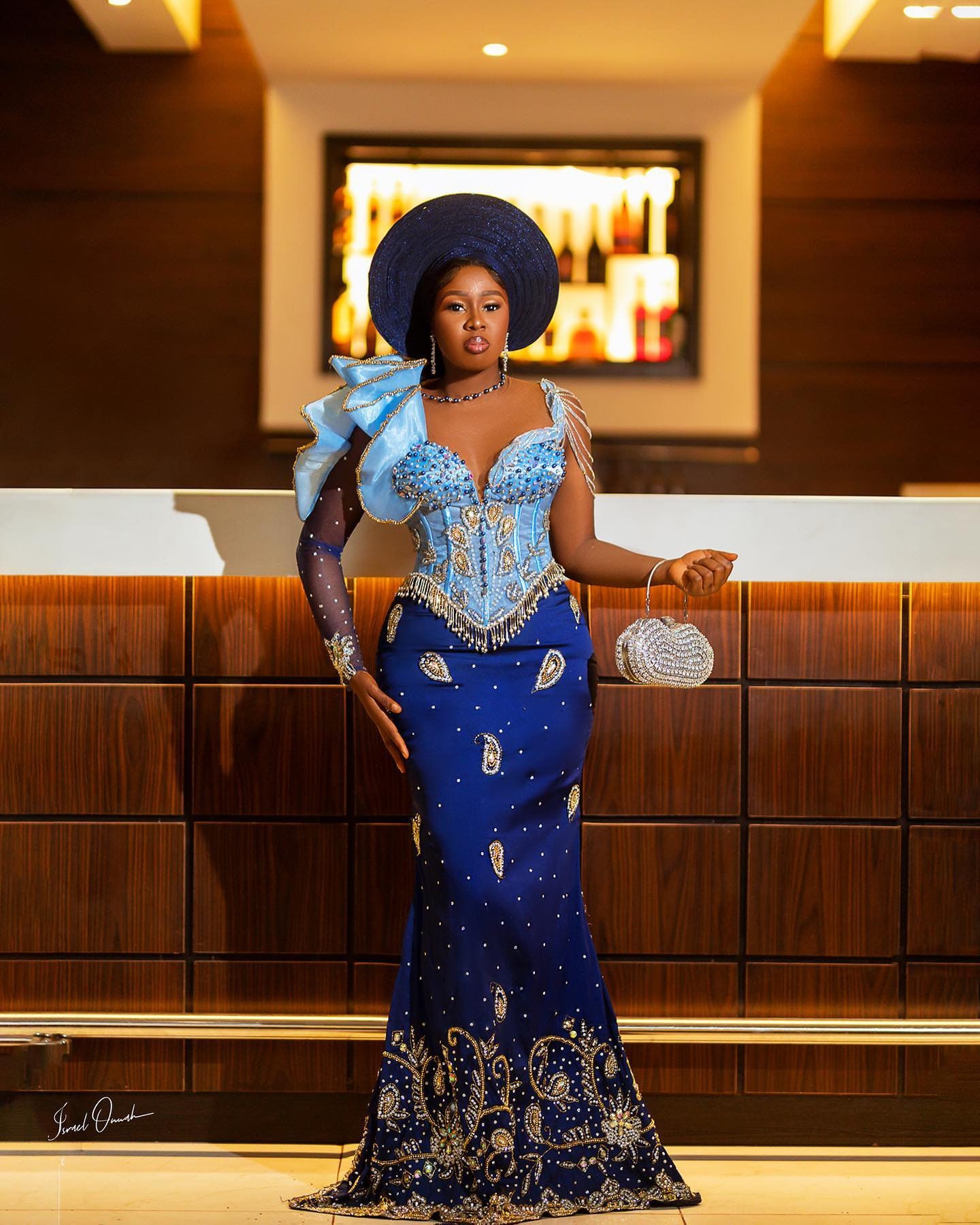 african wedding dress Blue African George Bridal Outfit: Traditional Wedding Dress