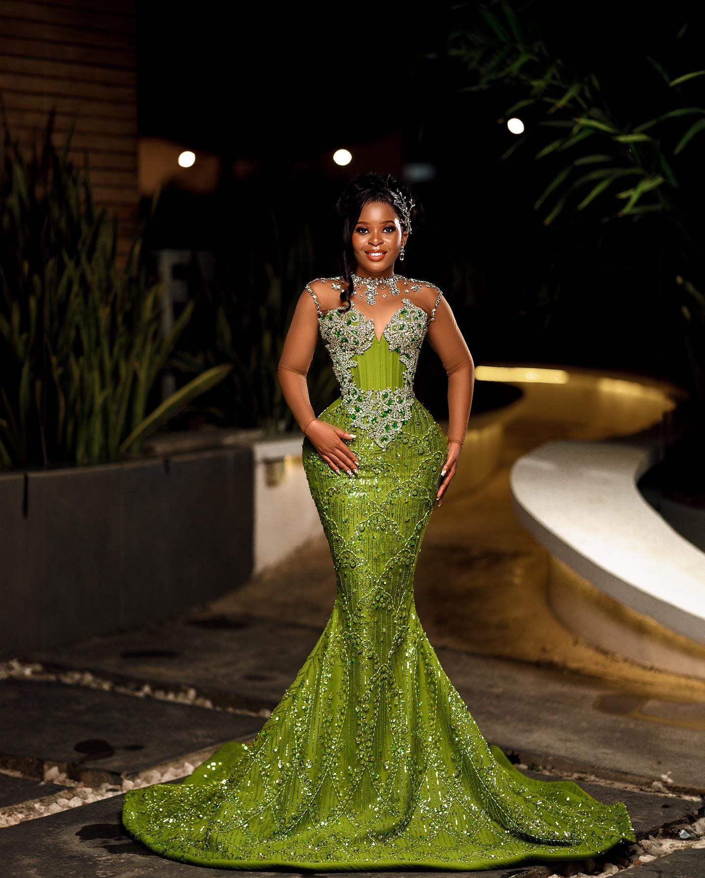 Luxury Beaded Mermaid Dress: African Wedding, Prom, or Evening Gown