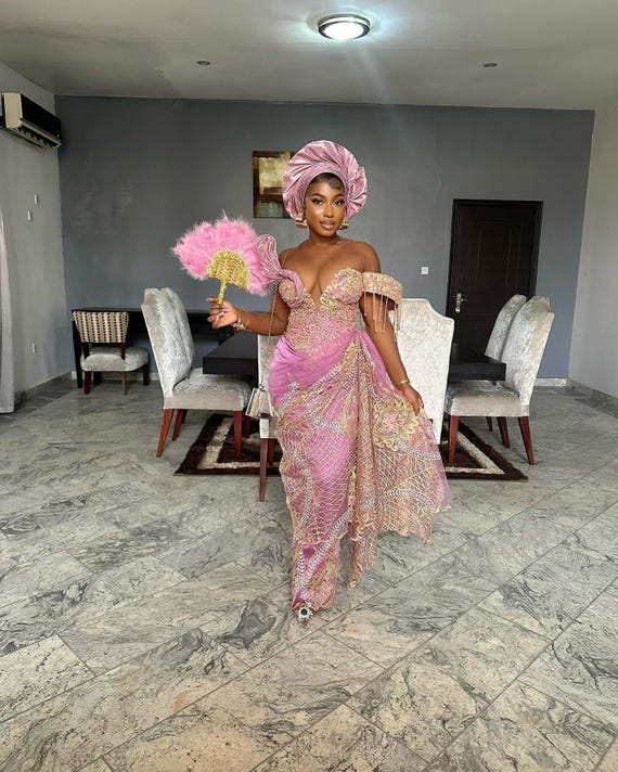 Luxurious Nude Bridal George Outfit, Traditional Wedding Outfit,african  Women Clothing,birthday Prom Evening Dress,party Wedding Guest Dress - Etsy