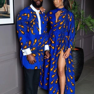 アフリカのカップルの衣装、伝統的なウェディングドレス、アンカラのカップルの衣装、結婚前の写真、婚約ドレス、アフリカのカップルの衣装、プロムの衣装
