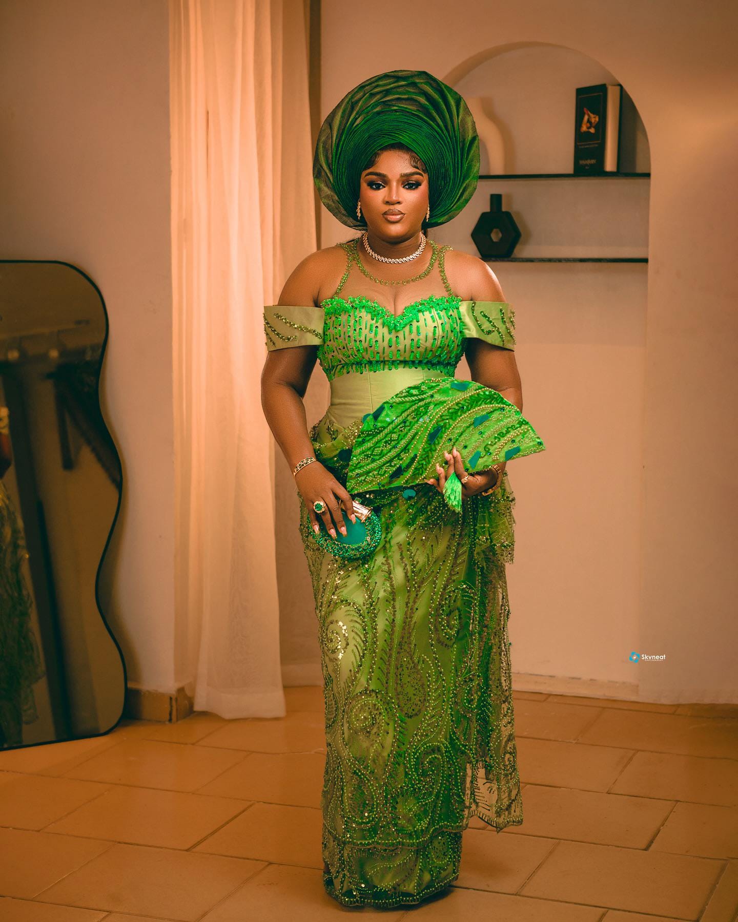 green nigerian dress Green and gold asoebi lace styles