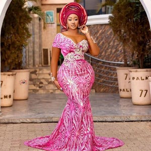 pink nigerian lace dress styles Pink Asoebi Lace Styles 2025