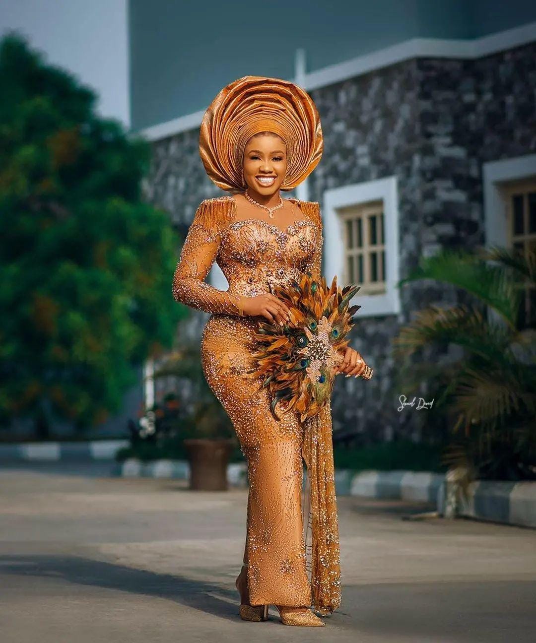 Luxurious Nude Bridal George Outfit, Traditional Wedding Outfit,african  Women Clothing,birthday Prom Evening Dress,party Wedding Guest Dress - Etsy