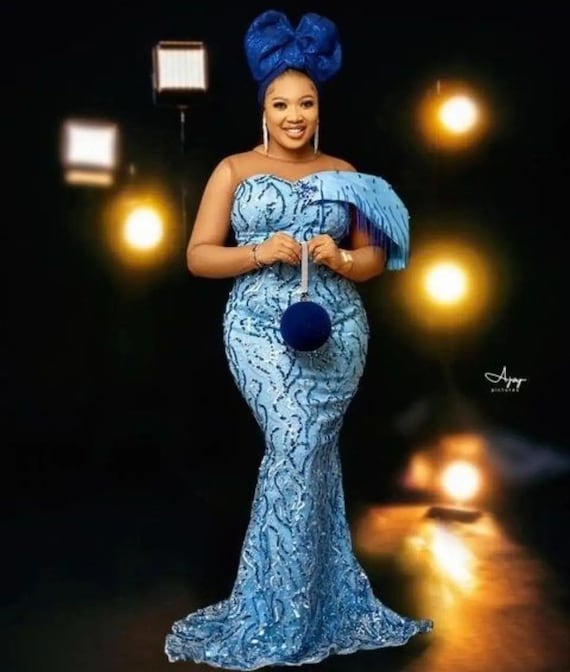 Robe africaine Asoebi robe de soirée pour femme nigériane