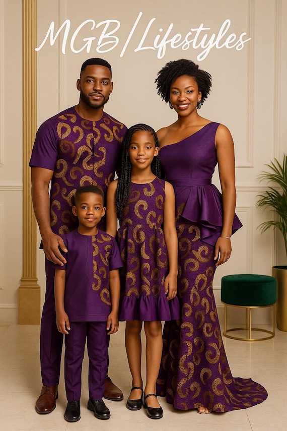 Ankara Family Sets, Dad Mom and Kids Matching Clothes, Matching African Family Outfit
