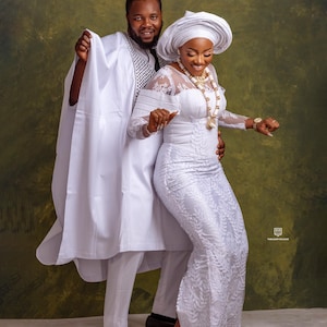 Luxurious African couple outfit, Traditional Wedding dress, Couple Outfit, Pre-Wedding Pic, Engagement Dress, African couple Outfits, Prom O