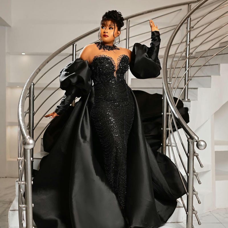 sky blue dress prom Zapakasa Women Sparkly Satin Long with Cape Beaded Colour:black 3,367 Black Woman Afro limited edition evening dress