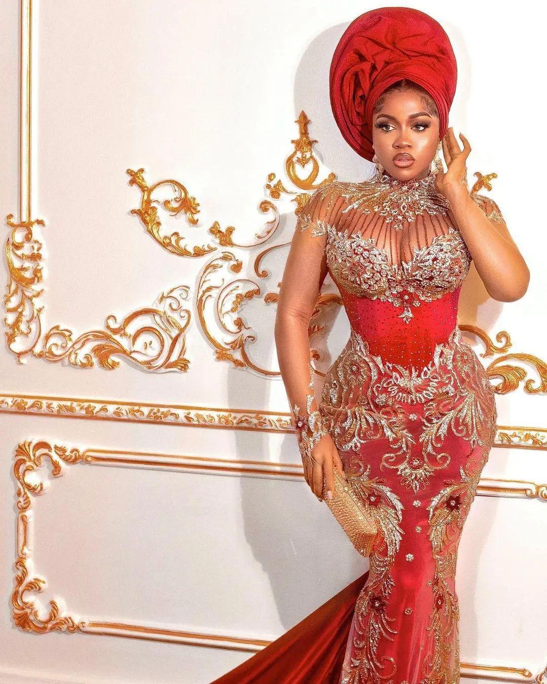 fitted lace wedding dress Red Rhinestone Velvet High Slit Fit & Flare Prom Dress main image 1