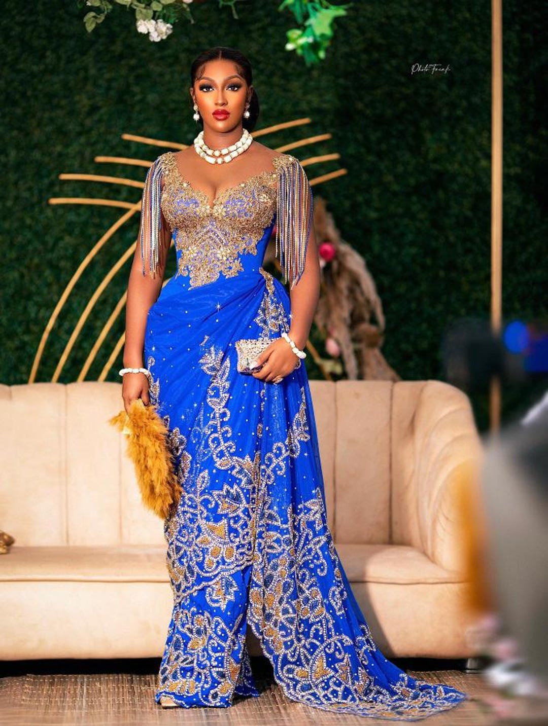 Royal Blue George Fabric Dress: African Wedding Outfit - Etsy