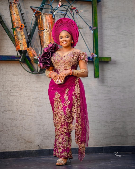 pink and gold african dress CUMO