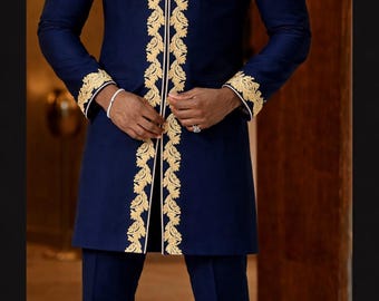 Traje de algodón africano para hombre: Sesión de fotos de compromiso, boda y aniversario.