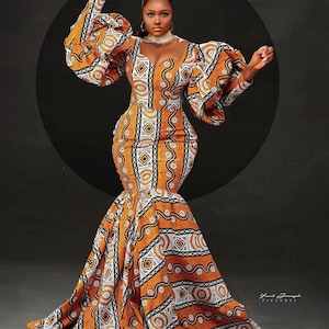 Ankara mermaid prom African Ankara  dress, Ankara gown,African ankara prom dress, party occasion dress, African clothing gown,Ankara dress