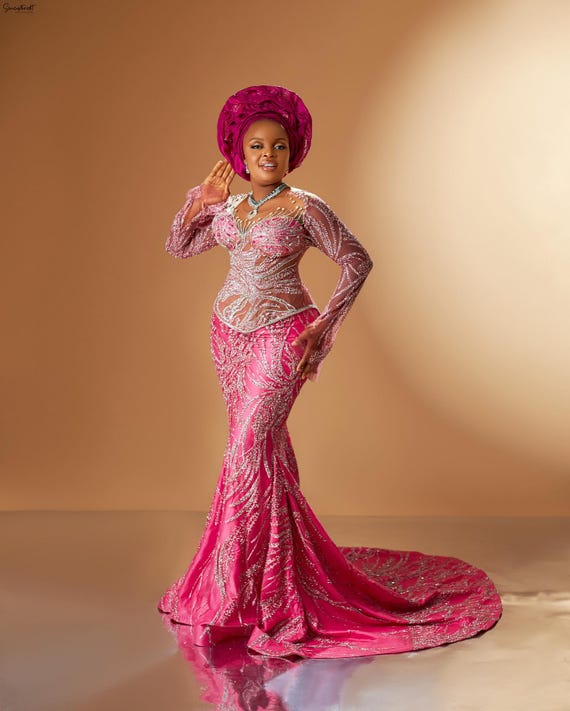 African Women's Evening Dress: Pink Red Carpet Gown - Etsy