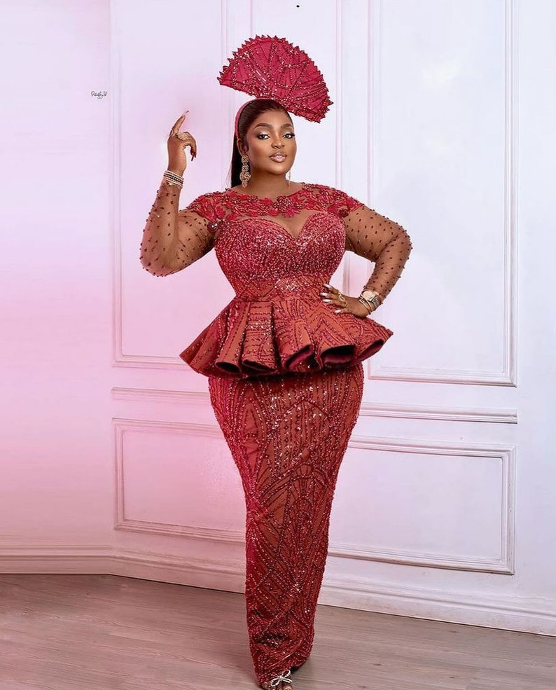 Fully Corset Beaded Lace Two Pieces, Asoebi Dress, African Wedding ...