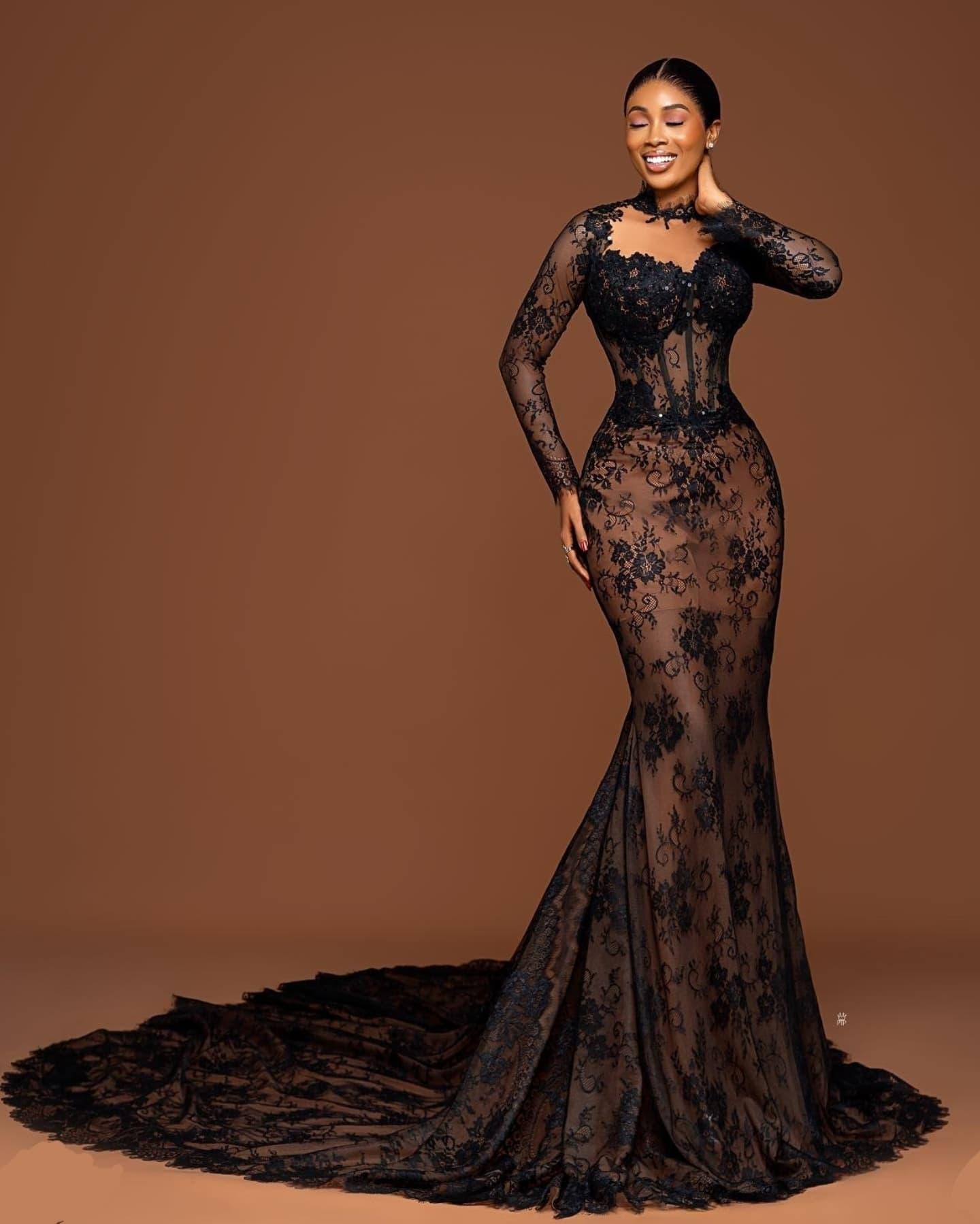 Black Beaded Evening Dress: Elegant African Prom Gown Black Beaded Evening Dress: Elegant African Prom Gown