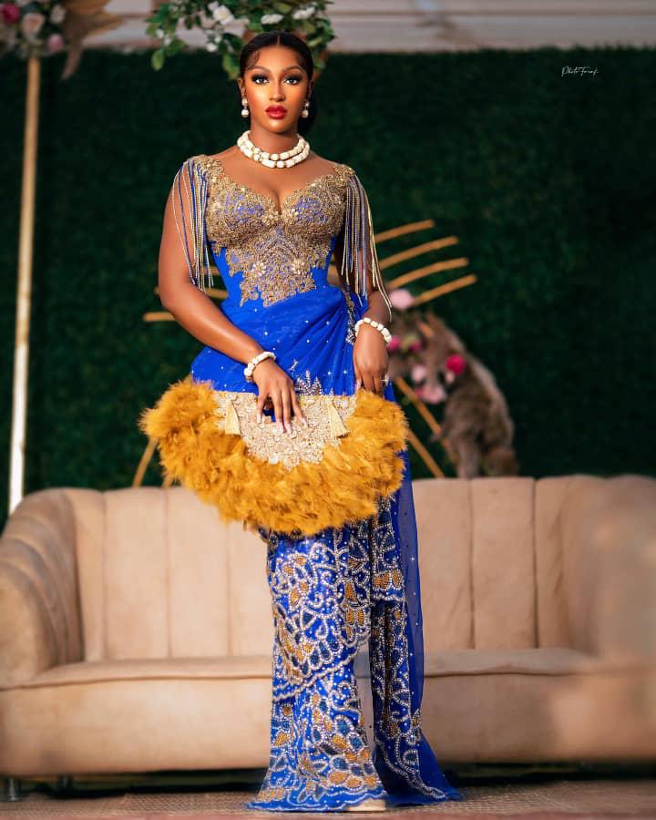 Royal Blue George Fabric Dress: African Wedding Outfit - Etsy