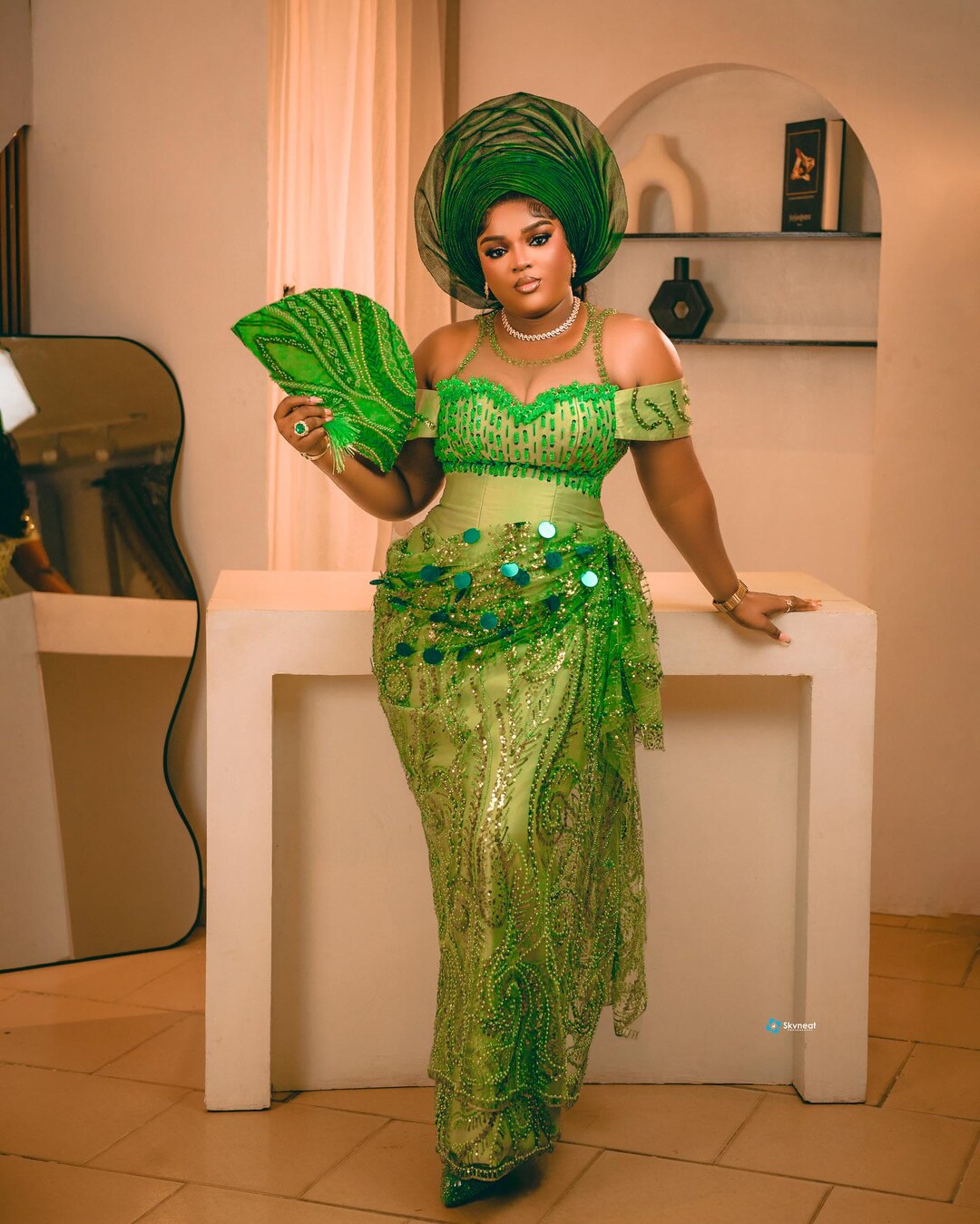 green emerald velvet dress Dupsie's Nayira Grace Women's Green and Tan African Lace and Satin