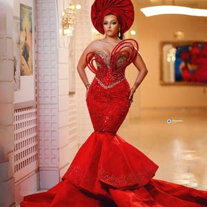Luxury wedding dress,African fully homecoming women clothing dress,Prom dress, Birthday,Evening dress,Party ball dress,Wedding guest,Red Car
