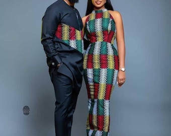 Ankara Matching Couple Outfit: Traditional Wedding Dress
