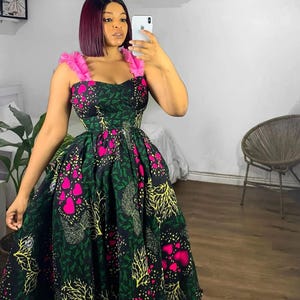 African Ankara Maxi Dress: 100% Cotton Party Gown