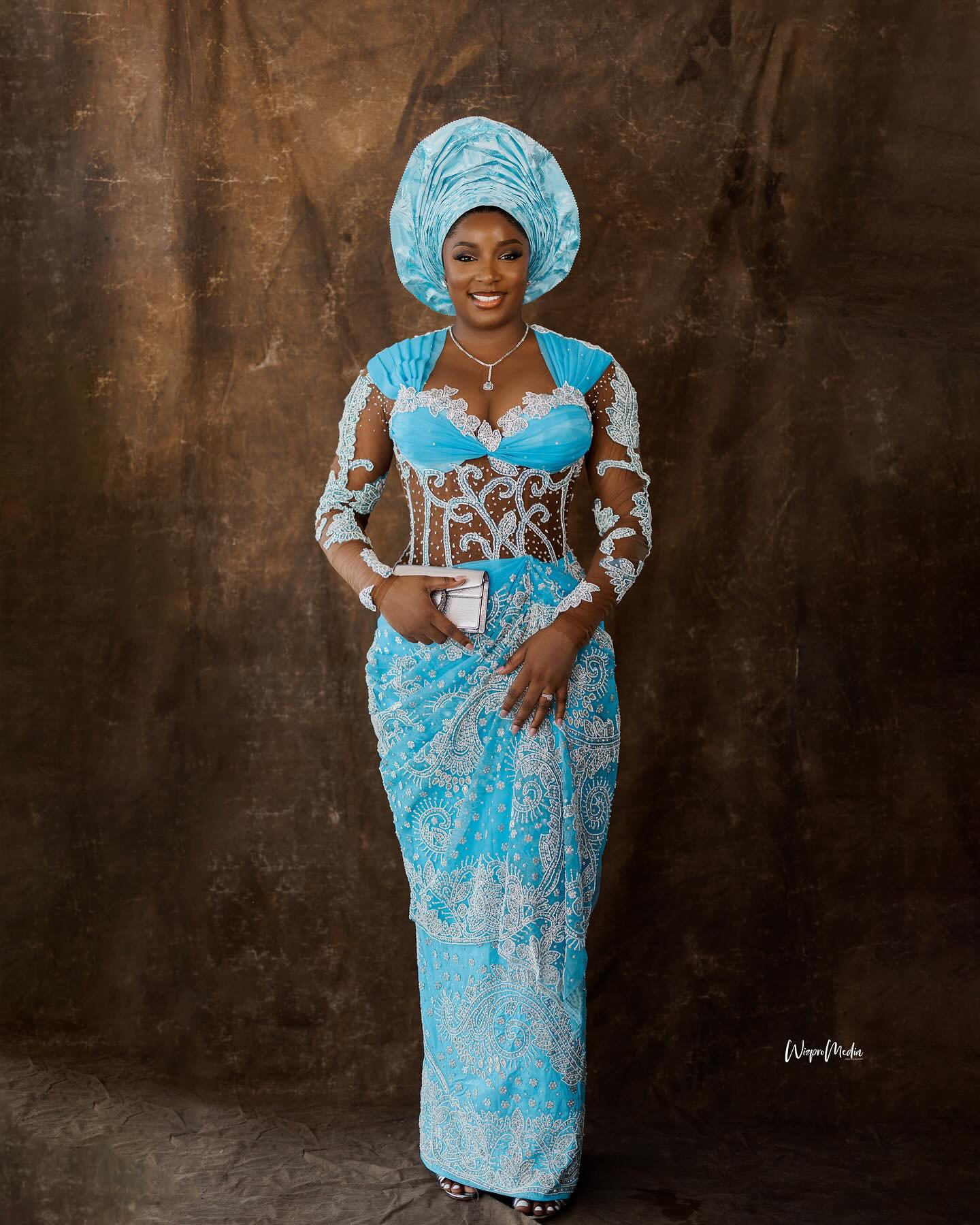 Sky Blue George Fabric Bridal Outfit: Traditional African Wedding Dress -  Etsy Finland