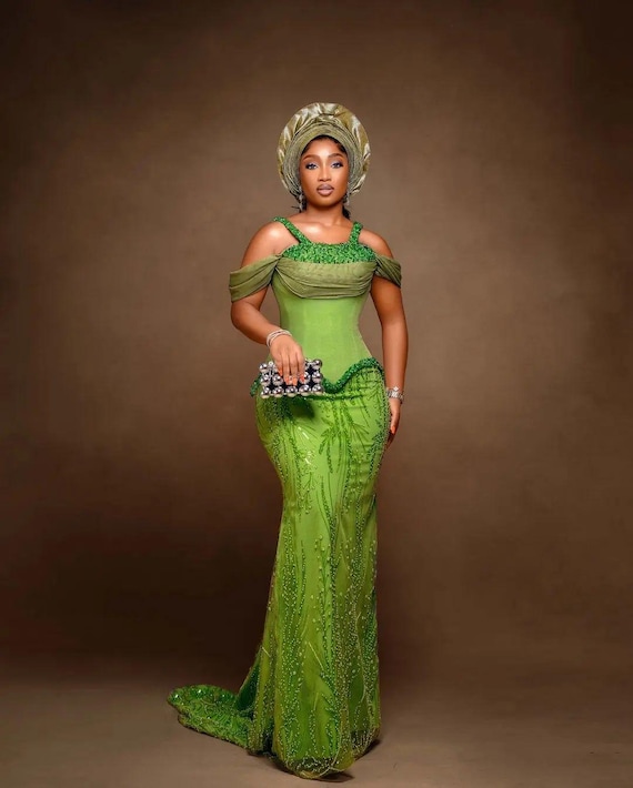 Beaded Lace Corset Dress: Two-piece African Wedding Outfit - Etsy