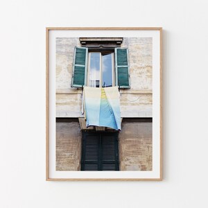 Roma Foto GIORNO DI LAVANDERIA Arte murale Boho Viaggio. Tipica finestra italiana. Stampa di Roma. Fotografia di strada di Roma. Estate in Italia Stampa artistica