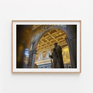 Italian Architecture Print. Rome Italy Photography of the statue of SAINT PAUL. Rome Architecture Photo. Religion Wall Art Basilica Print