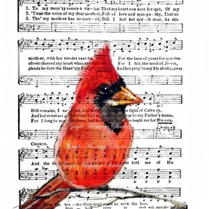 MIJN MOEDER © Red Cardinal Bird mooie Art Print religieuze hymne 4 x 6, 5 x 7 en 8 x 10 afbeelding digitaal - INSTANT digitale download Moederdag