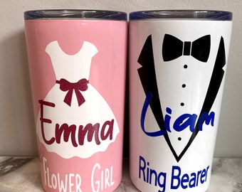 Personalized 12oz Tumbler for Flower Girl Ring Bearer, Flower Girl Ring Bearer Gift, Stainless Steel Tumbler, Wedding Cup