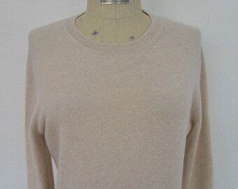 XL Oatmeal CASHMERE Tunic Sweater Pullover Beige Luxury Yummy