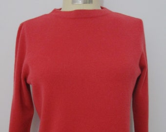 L  Talbots CASHMERE Pumkin Spice Knit Sweater Pullover 3/4 Sleeve Fuzzy Posh