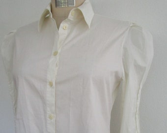 S Puff Sleeve Blouse Just Cavalli Italy Gathered Tucked Pearl Top Shirt Shirting