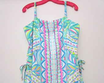 12 Lilly Pulitzer Bright Shift Romper Dress A Line Easy Fit